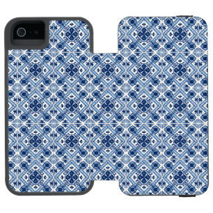 Coque-portefeuille iPhone 5 Incipio Watson™ Carreaux méditerranéens, portugais, Azulejo, Majol