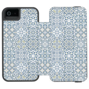 Coque-portefeuille iPhone 5 Incipio Watson™ Carrelage méditerranéen, marocain, Majolica, Azule