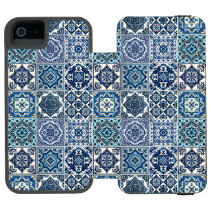 Coque-portefeuille iPhone 5 Incipio Watson™ Carrelage méditerranéen, Portugais, Azulejo, Majol