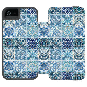 Coque-portefeuille iPhone 5 Incipio Watson™ Carrelage méditerranéen, Portugais, Azulejo, Majol