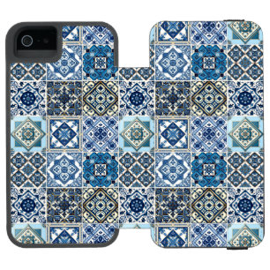 Coque-portefeuille iPhone 5 Incipio Watson™ Carrelage méditerranéen, Portugais, Azulejo, Majol