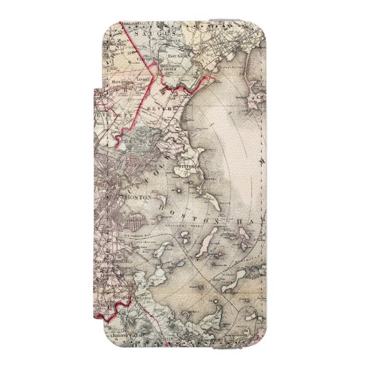 Coque Portefeuille Incipio Pour iPhone Carte : Boston, 1883 (Folio Devant)