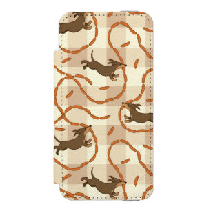Coque-portefeuille iPhone 5 Incipio Watson™ chiens chanceux avec l'arrière - plan de saucisse