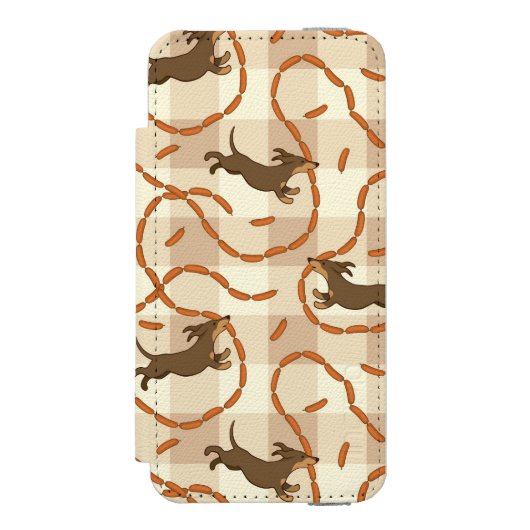 Coque Portefeuille Incipio Pour iPhone chiens chanceux avec l'arrière - plan de saucisses (Folio Devant)