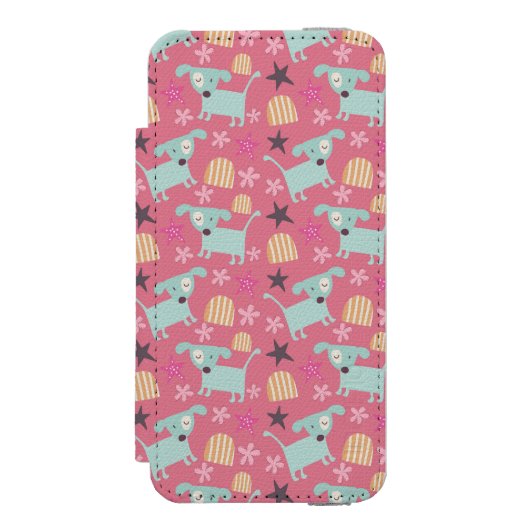 Coque Portefeuille Incipio Pour iPhone Chiots, étoiles et fleurs (Folio Devant)