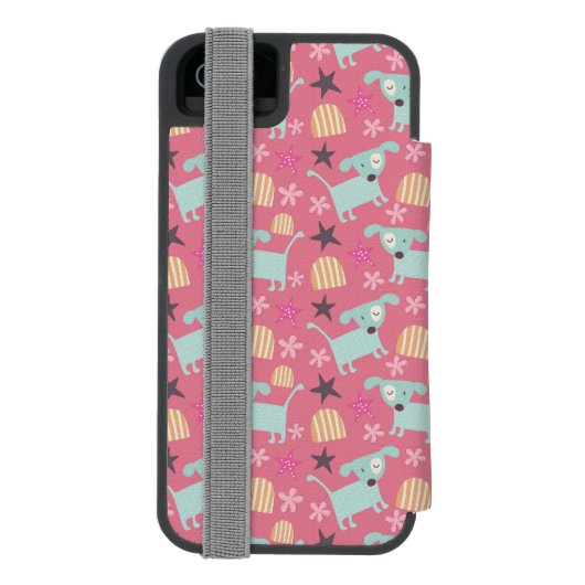 Coque Portefeuille Incipio Pour iPhone Chiots, étoiles et fleurs (Folio Dos)