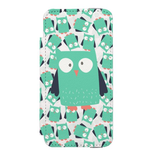Coque Portefeuille Incipio Pour iPhone Chouettes lunaires turquoises (Folio Devant)