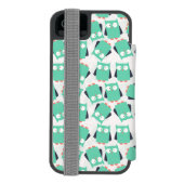 Coque Portefeuille Incipio Pour iPhone Chouettes lunaires turquoises (Folio Dos)