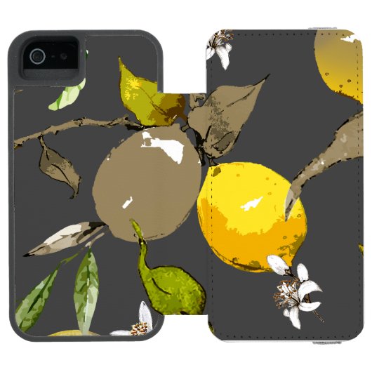 Coque Portefeuille Incipio Pour iPhone citrons d'aquarelle 35 (Folio Ouvert)
