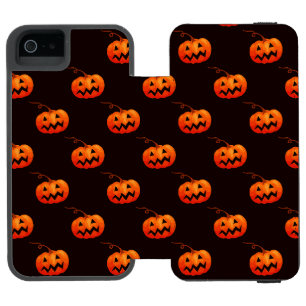 Coque-portefeuille iPhone 5 Incipio Watson™ Citrouilles d'Halloween, Citrouilles Orange Farce 