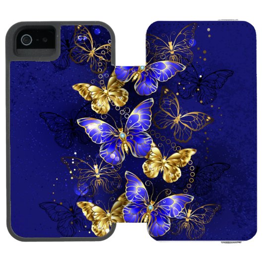 Coque Portefeuille Incipio Pour iPhone Composition avec papillons Sapphire (Folio Ouvert)