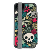 Coque Portefeuille Incipio Pour iPhone Crâne en fleurs (Folio Dos)