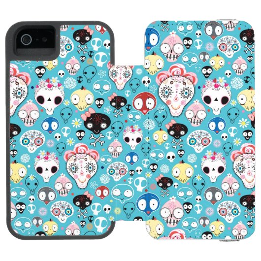 Coque Portefeuille Incipio Pour iPhone Crâne riant de texture (Folio Ouvert)