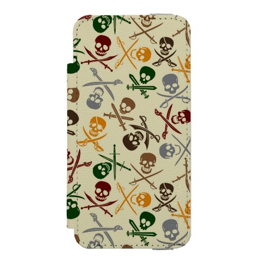 Coque Portefeuille Incipio Pour iPhone Crânes de pirate avec les épées croisées (Folio Devant)