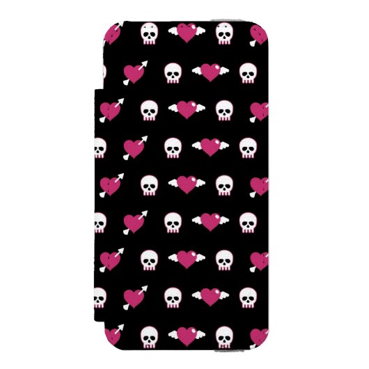 Coque Portefeuille Incipio Pour iPhone Crânes et coeurs (Folio Devant)