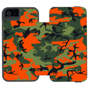 Coque-portefeuille iPhone 5 Incipio Watson™ Déguisement camouflage orange et vert, Militaire,