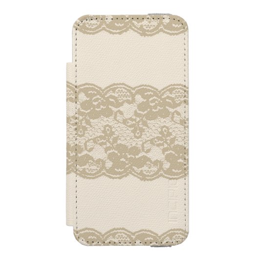 Coque Portefeuille Incipio Pour iPhone Dentelle beige (Folio Devant)