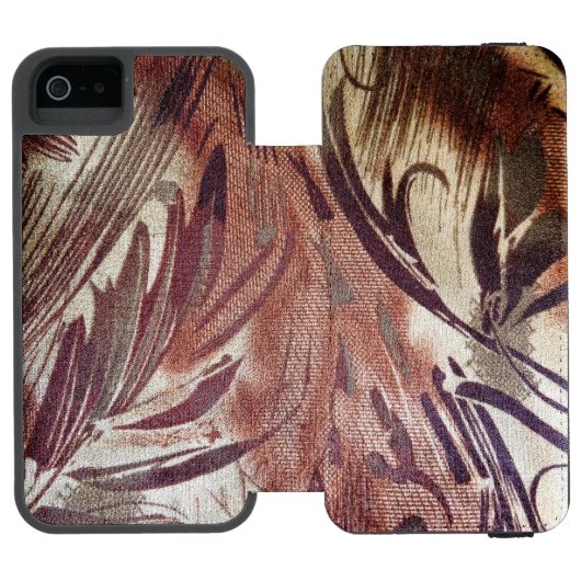 Coque Portefeuille Incipio Pour iPhone Dessin floral marron abstrait 2 (Folio Ouvert)