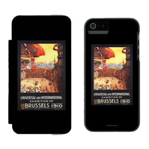 Coque-portefeuille iPhone 5 Incipio Watson™ Dirigeable de Lebaudy avec des drapeaux du monde à