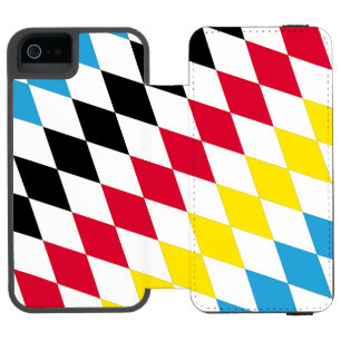 Coque-portefeuille iPhone 5 Incipio Watson™ Drapeau bavarois diamant noir rouge jaune bleu mot