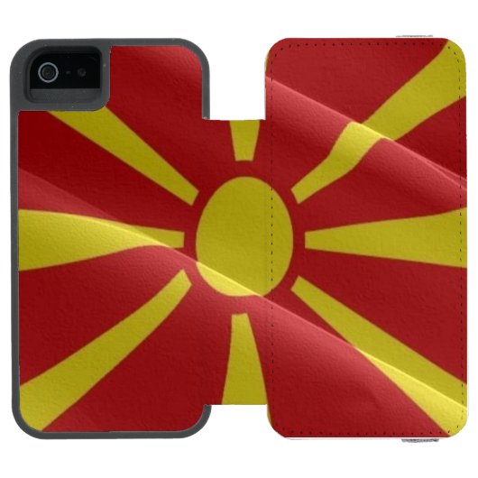 Coque Portefeuille Incipio Pour iPhone Drapeau du Nord de la Macédoine - (Folio Ouvert)