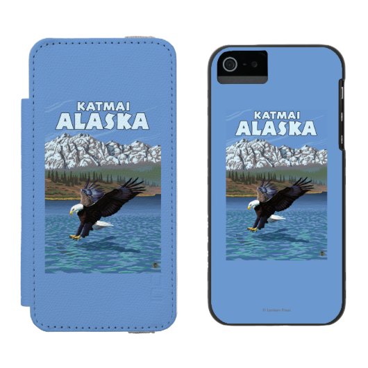 Coque Portefeuille Incipio Pour iPhone Eagle chauve plongeant - Katmai, Alaska (Côté par côté)