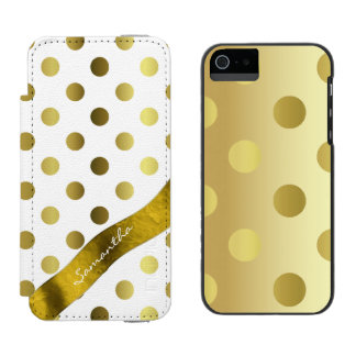 Coque-portefeuille iPhone 5 Incipio Watson™ Élégant boîtier Porte-Maillot Gold Polka Dot iPhon