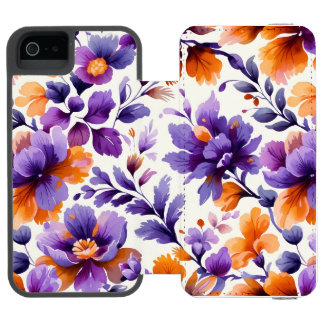 Coque-portefeuille iPhone 5 Incipio Watson™ Elégante aquarelle florale orange et violet | iPho
