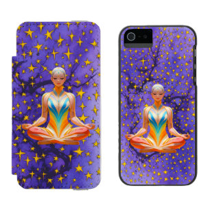 Coque-portefeuille iPhone 5 Incipio Watson™ Femme méditative et design Motif étoile unique