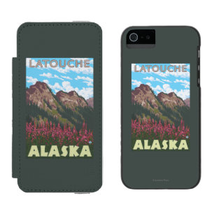 Coque-portefeuille iPhone 5 Incipio Watson™ Fireweed et montagnes - Latouche, Alaska
