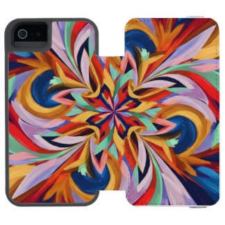 Coque-portefeuille iPhone 5 Incipio Watson™ Fleur Abstraite vive - Mur d'art coloré
