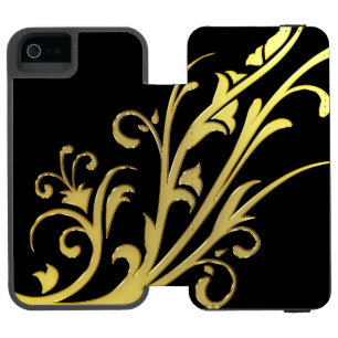 Coque-portefeuille iPhone 5 Incipio Watson™ Fleur Or Abstraite de luxe Faux