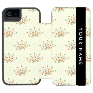 Coque-portefeuille iPhone 5 Incipio Watson™ Fleurs bleues et rouges, noires, votre nom