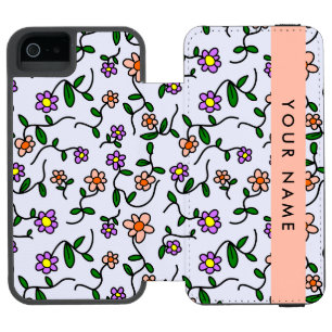Coque-portefeuille iPhone 5 Incipio Watson™ Fleurs colorées, Arrière - plan bleu, Orange