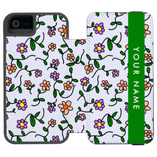 Coque-portefeuille iPhone 5 Incipio Watson™ Fleurs colorées, fond bleu, vert