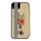 Coque Portefeuille Incipio Pour iPhone Fleurs en cuir sur daim crème (Folio Dos)