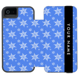Coque-portefeuille iPhone 5 Incipio Watson™ Flocons de neige blancs, Bleu, Votre nom, Personna