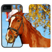 Coque Portefeuille Incipio Pour iPhone Funny Santa Hat Horse Christmas (Folio Ouvert)