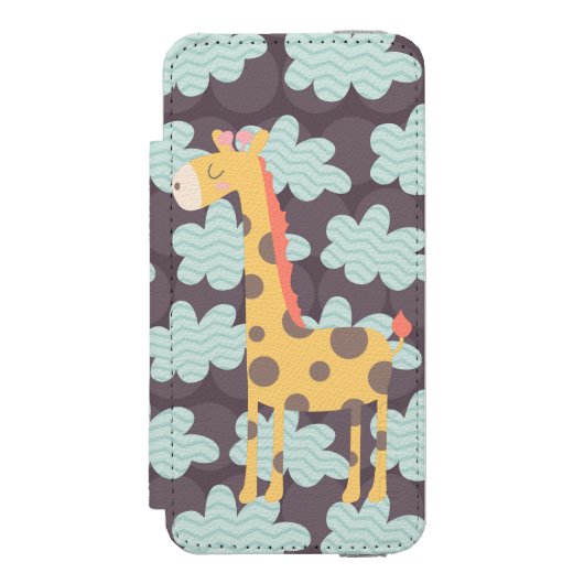 Coque Portefeuille Incipio Pour iPhone Giraffe et nuages (Folio Devant)