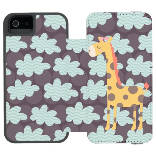 Coque Portefeuille Incipio Pour iPhone Giraffe et nuages (Folio Ouvert)