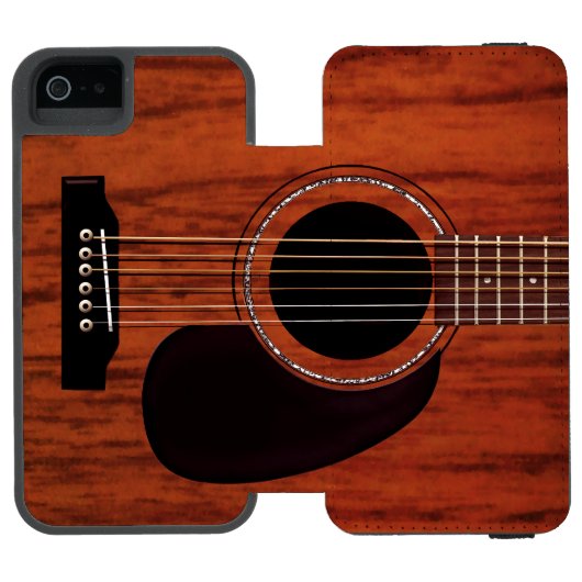 Coque Portefeuille Incipio Pour iPhone Guitare acoustique supérieure d'acajou (Folio Ouvert)