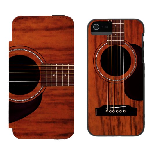Coque Portefeuille Incipio Pour iPhone Guitare acoustique supérieure d'acajou (Côté par côté)