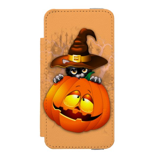 Coque Portefeuille Incipio Pour iPhone Halloween Cute Kitty Witch et ami Citrouille (Folio Devant)