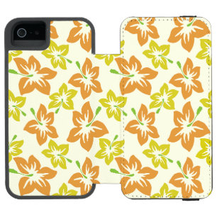 Coque-portefeuille iPhone 5 Incipio Watson™ Hibiscus jaune, Hibiscus orange, Motif floral
