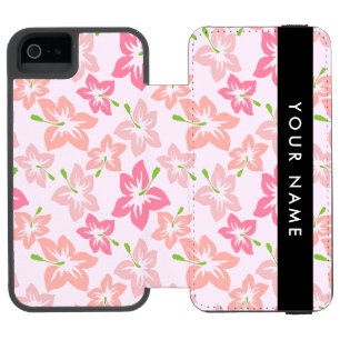 Coque-portefeuille iPhone 5 Incipio Watson™ Hibiscus rose, Fleurs roses, Votre nom