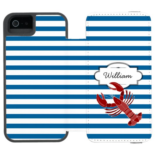 Coque Portefeuille Incipio Pour iPhone Homard Bleu et blanc personnalisé (Folio Ouvert)