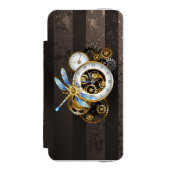 Coque Portefeuille Incipio Pour iPhone Horloge à vapeur avec libellule mécanique (Folio Devant)