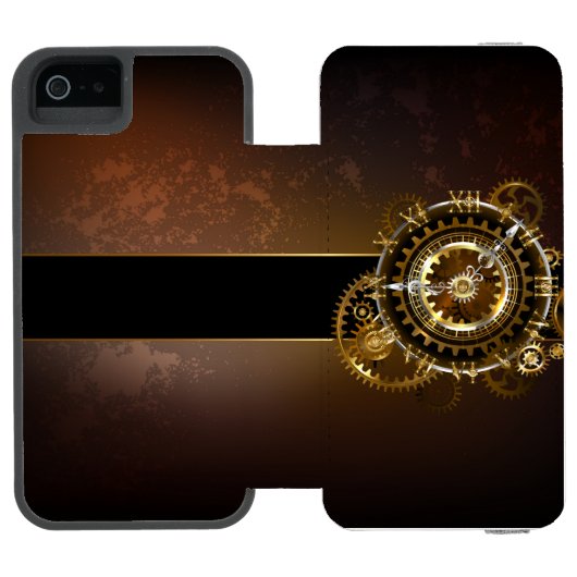 Coque Portefeuille Incipio Pour iPhone Horloge Steampunk avec des engrenages anciens (Folio Ouvert)