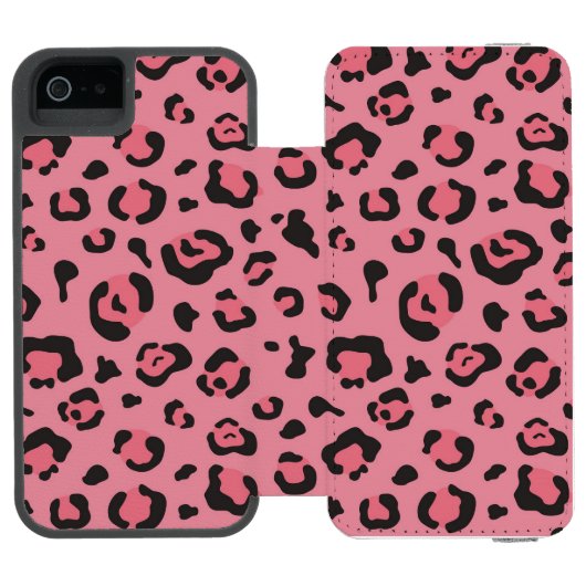 Coque Portefeuille Incipio Pour iPhone Illustration d'animal de rose de léopard (Folio Ouvert)