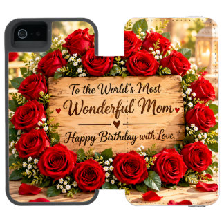 Coque-portefeuille iPhone 5 Incipio Watson™ Joyeux Anniversaire Maman Roses Rouges